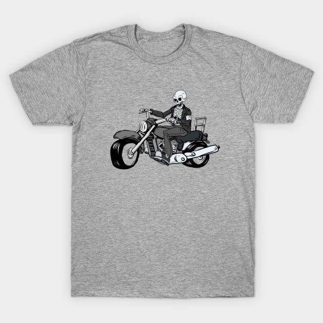 ST Patricks Day Skeleton Man riding a Big Road Motorbike T-Shirt by silentrob668